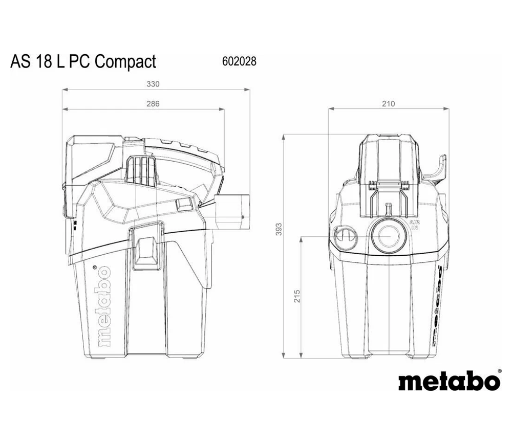 Пылесос промышленный аккумуляторный (без АКБ) METABO  AS 18 HEPA PC 120мбар 6л photo 1