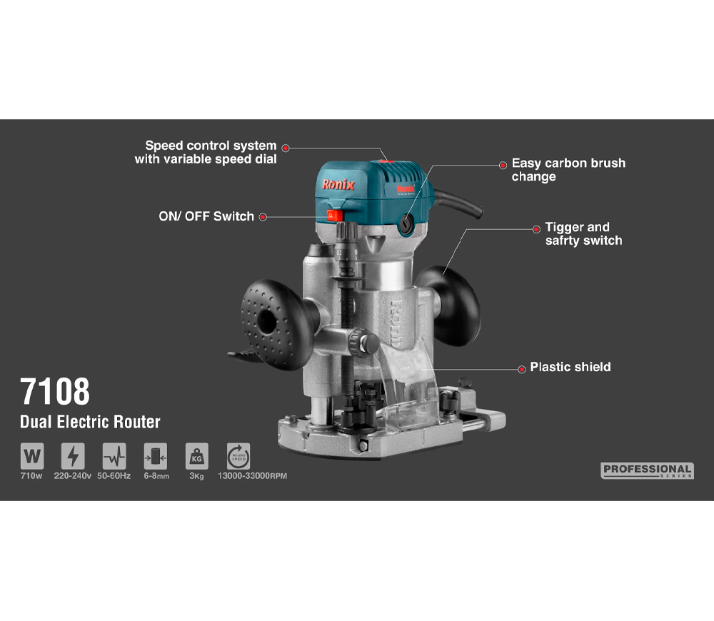 Mașină de frezat universală RONIX 7108 710w photo 6