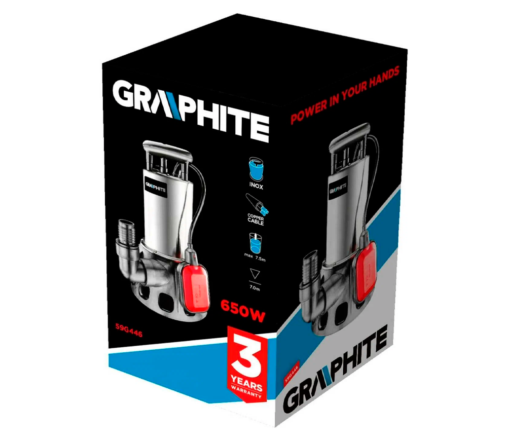 Дренажный насос GRAPHITE 59G446 650вт 11500л/ч photo 1