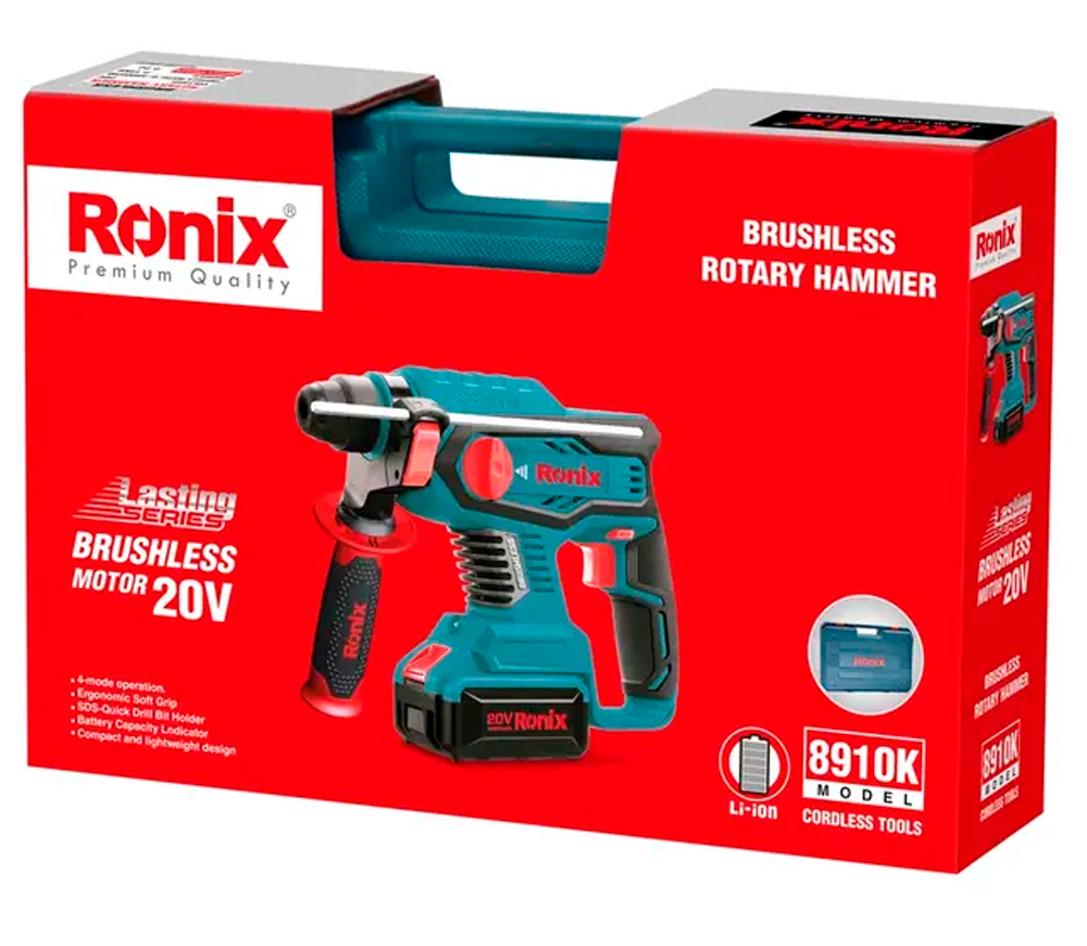 Перфоратор аккумуляторный RONIX 8910K 2.2Дж 20В 4Ач photo 7