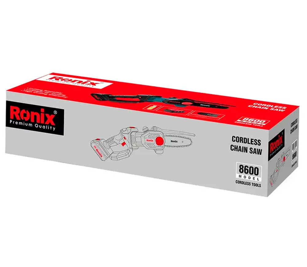 Цепная пила аккумуляторная RONIX 8600 195мм 20В 2Ач photo 1