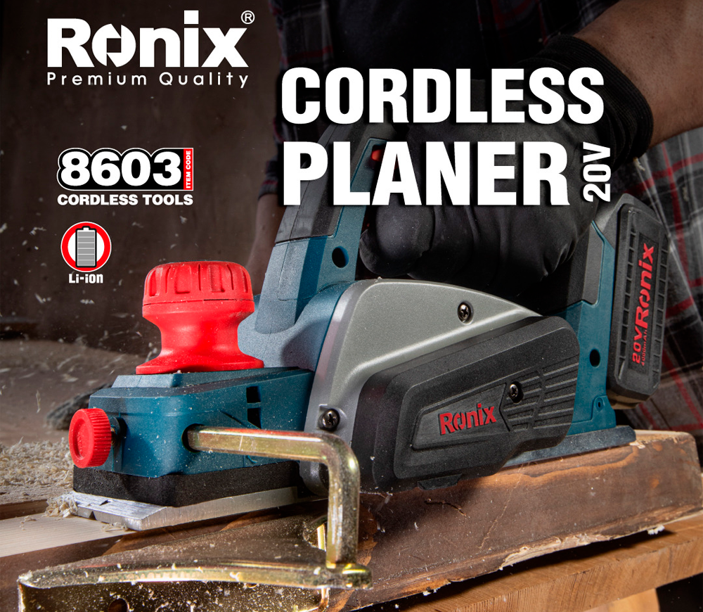 Рубанок аккумуляторный RONIX 8603 20В 4Ач 82мм photo 7