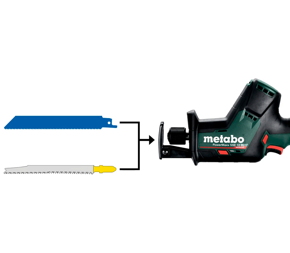 Сабельная пила аккумуляторная (без АКБ) METABO Power Maxx SSE 12 BL 12В photo 0
