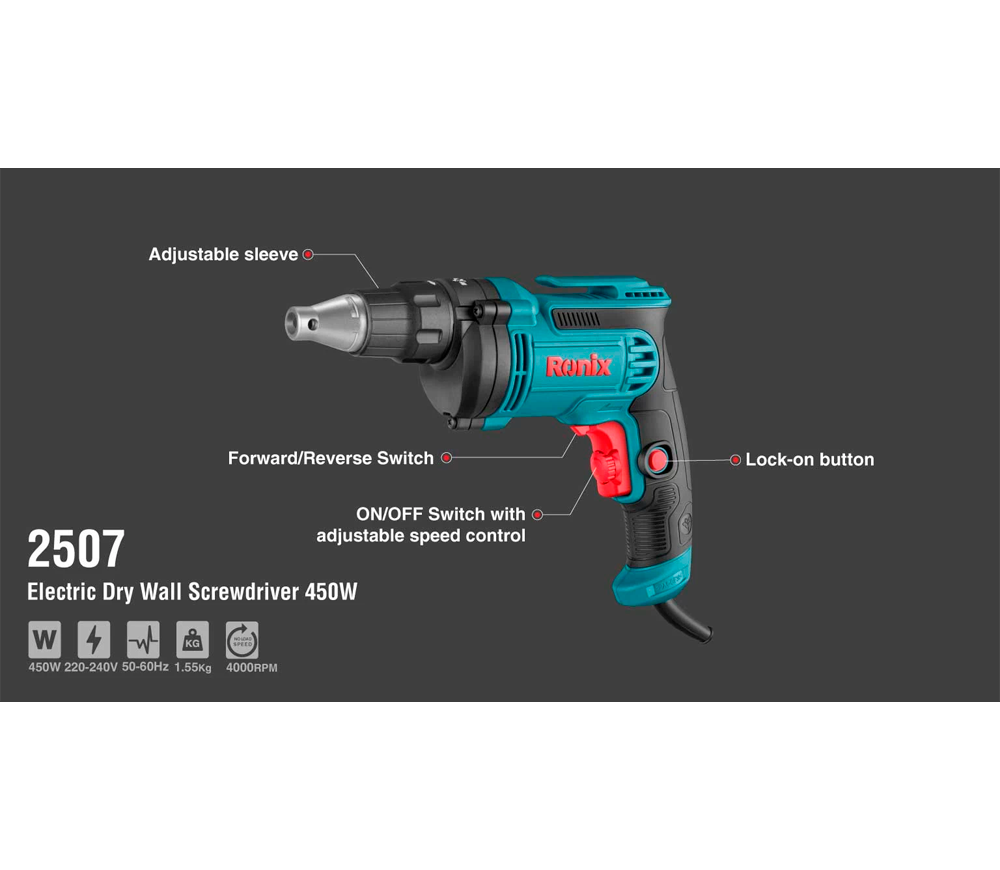 Шуруповёрт для гипсокартона RONIX 2507 450вт photo 1