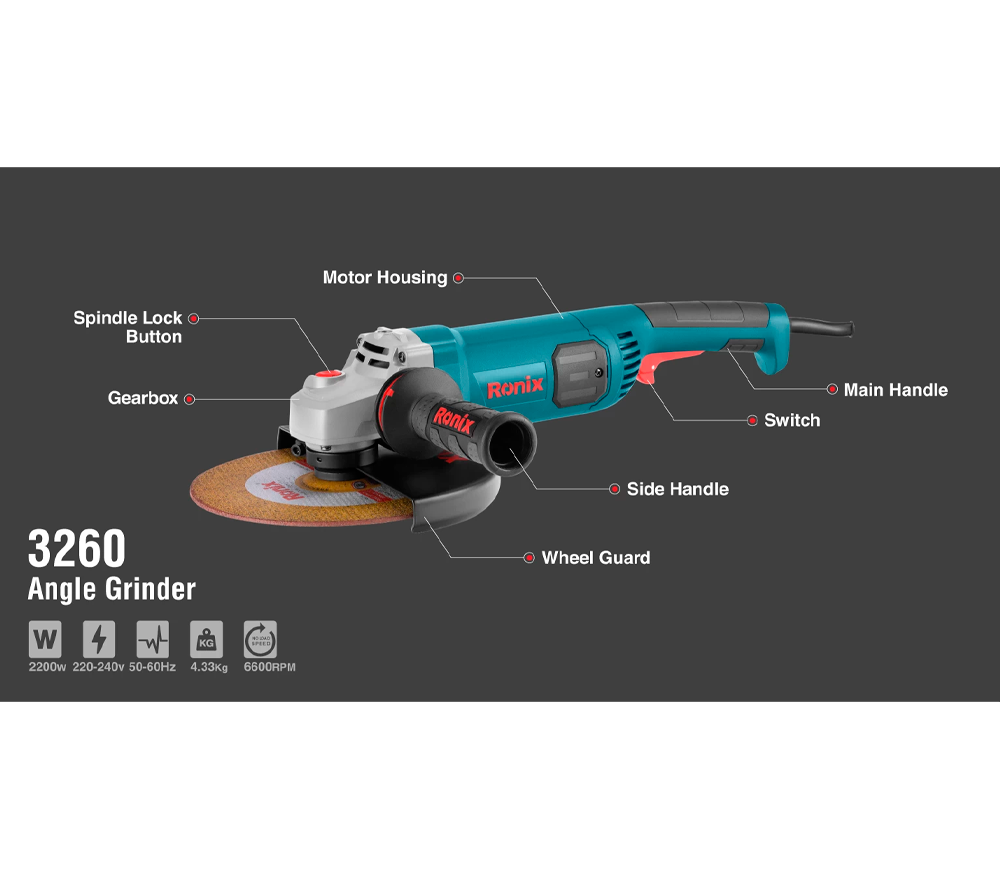 Угловая шлифмашина RONIX 3260 2200вт 230мм photo 1