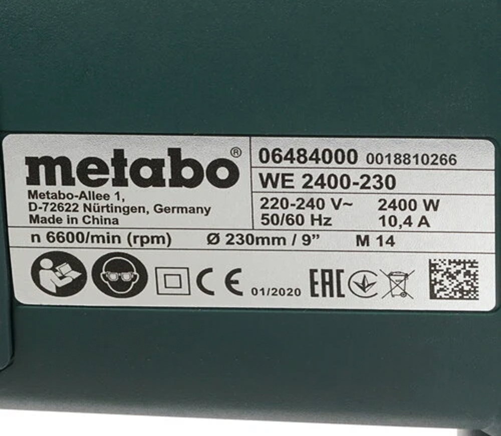 Угловая шлифмашина METABO WE 2400-230 2400вт 230мм photo 3