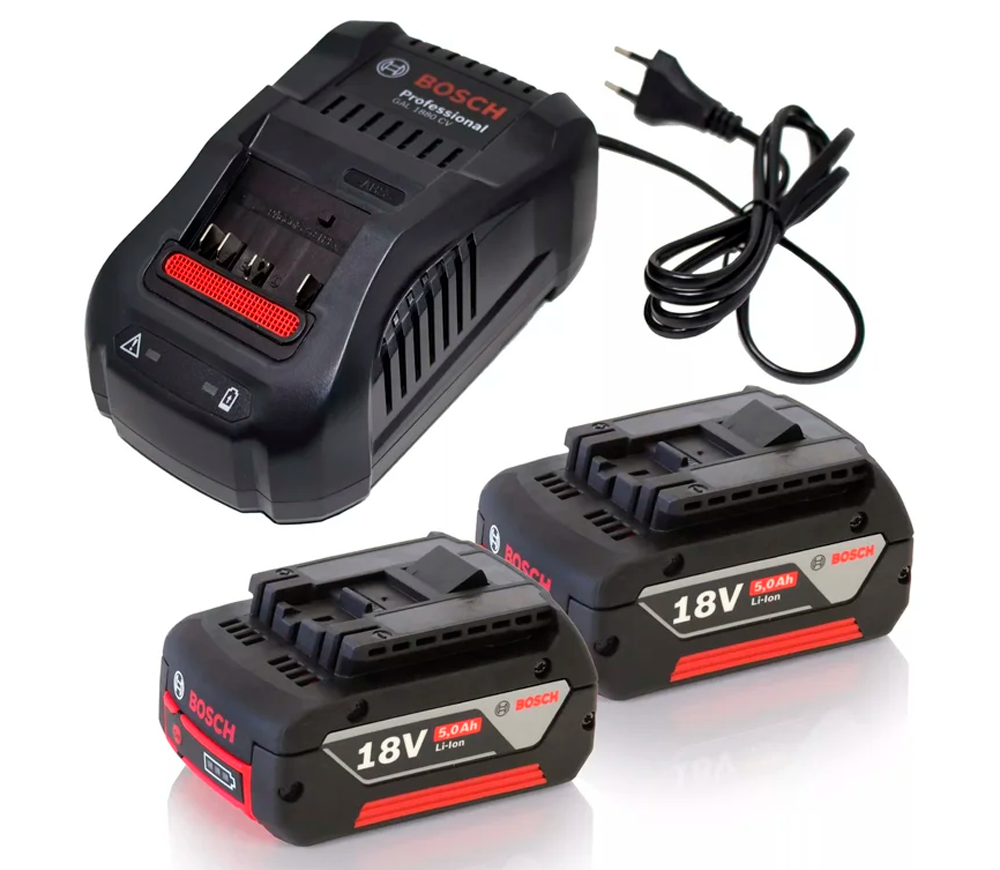 Набор зарядное устройство + аккумулятор BOSCH GBA 2x5Ah 18V GAL 1880 CV 145вт 14.4-18В 8A photo