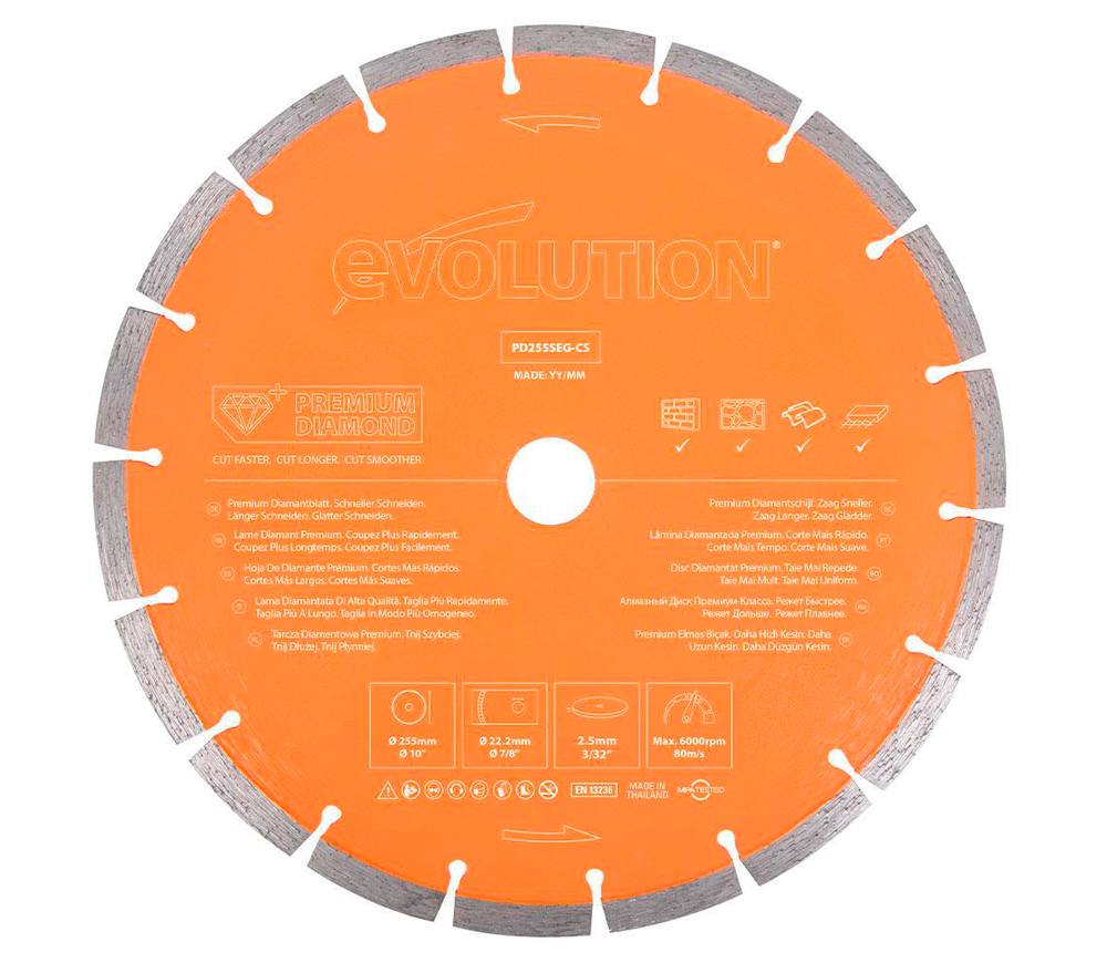 Disc de tăiat cu diamant EVOLUTION PD255SEG-CS 255mm Segmentat Beton photo