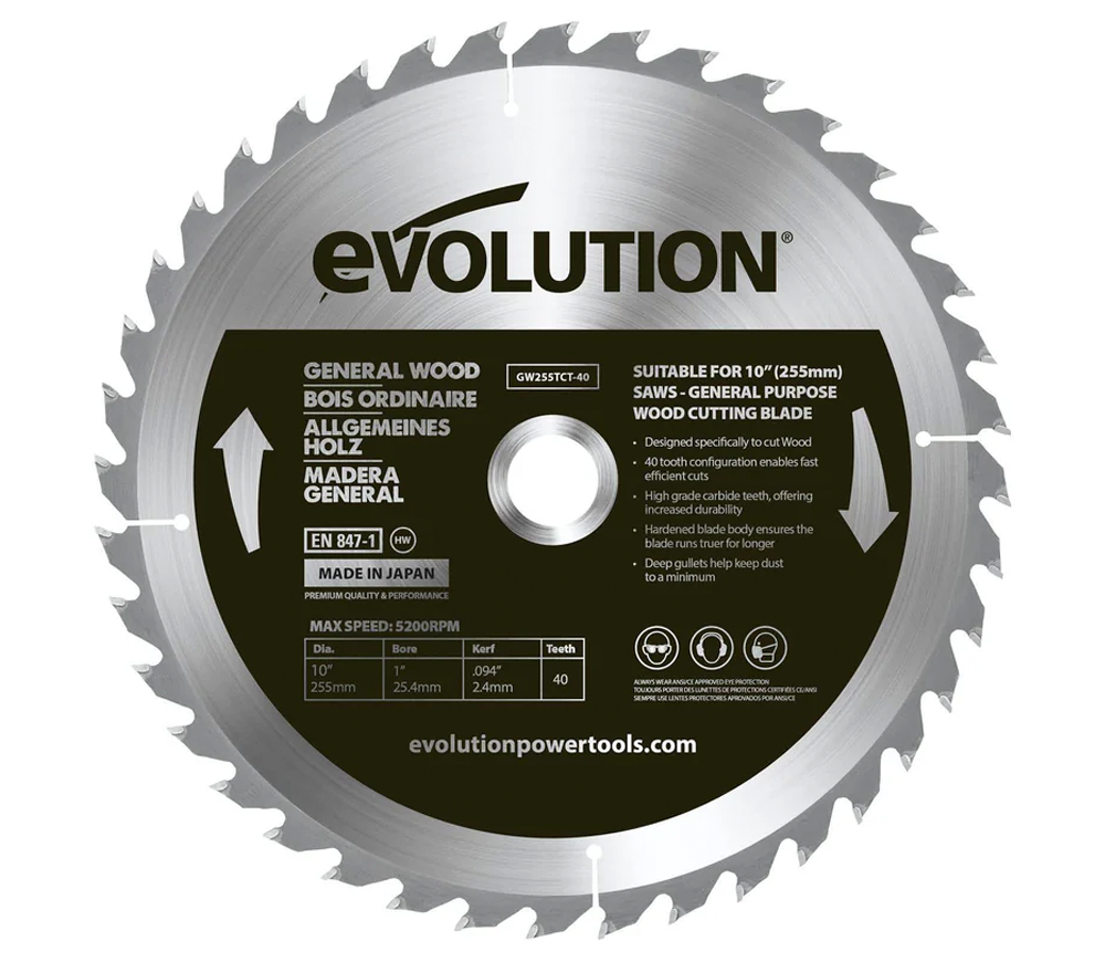 Disc pentru fierastrau electric EVOLUTION GW255TCT-40 255mm 2.4mm photo