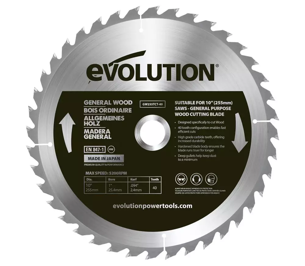 Пильный диск EVOLUTION GW255TCT-40 255мм 2.4мм photo