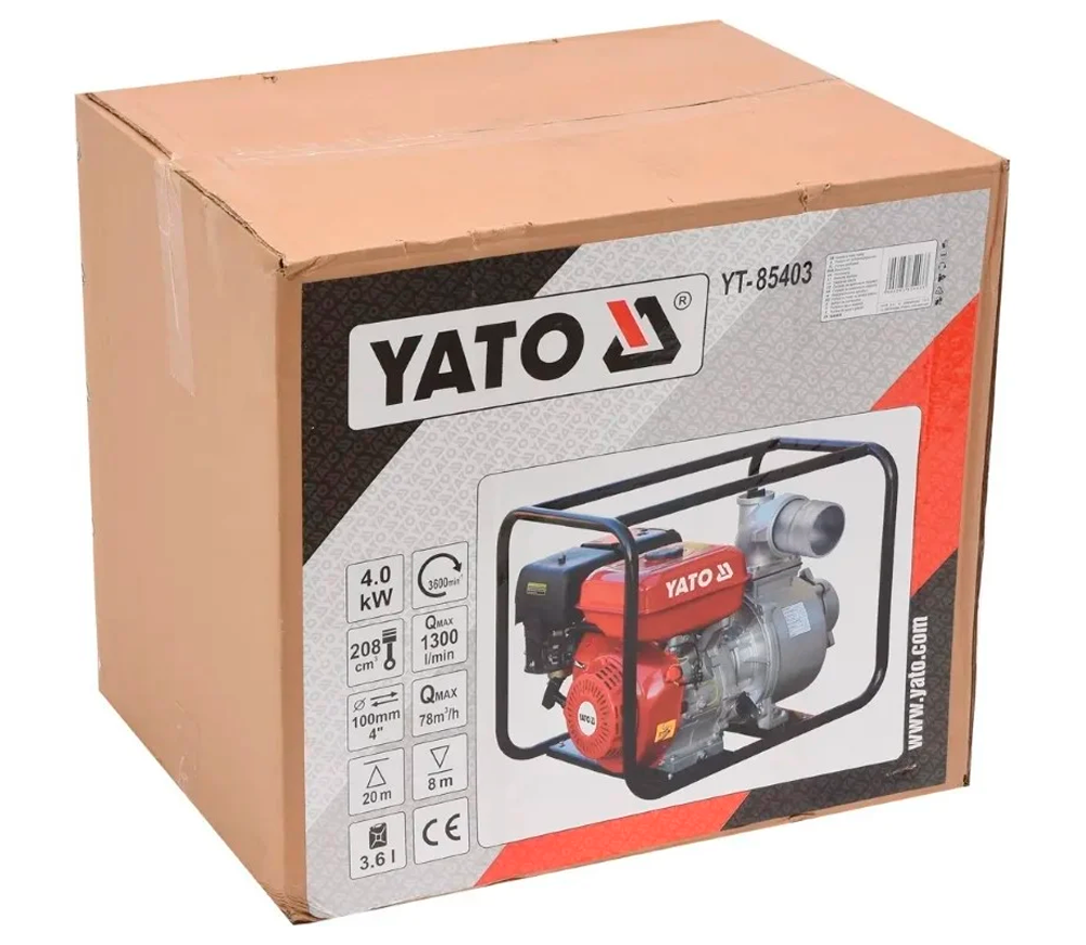 Мотопомпа бензиновая YATO YT85403 78000л/ч 7.7лс photo 2