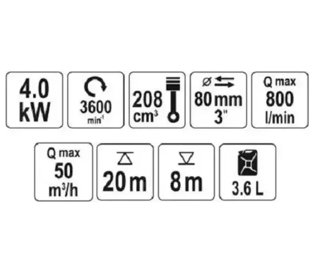Motopompă cu benzină YATO YT85402 50000l/h 5.9cp photo 2