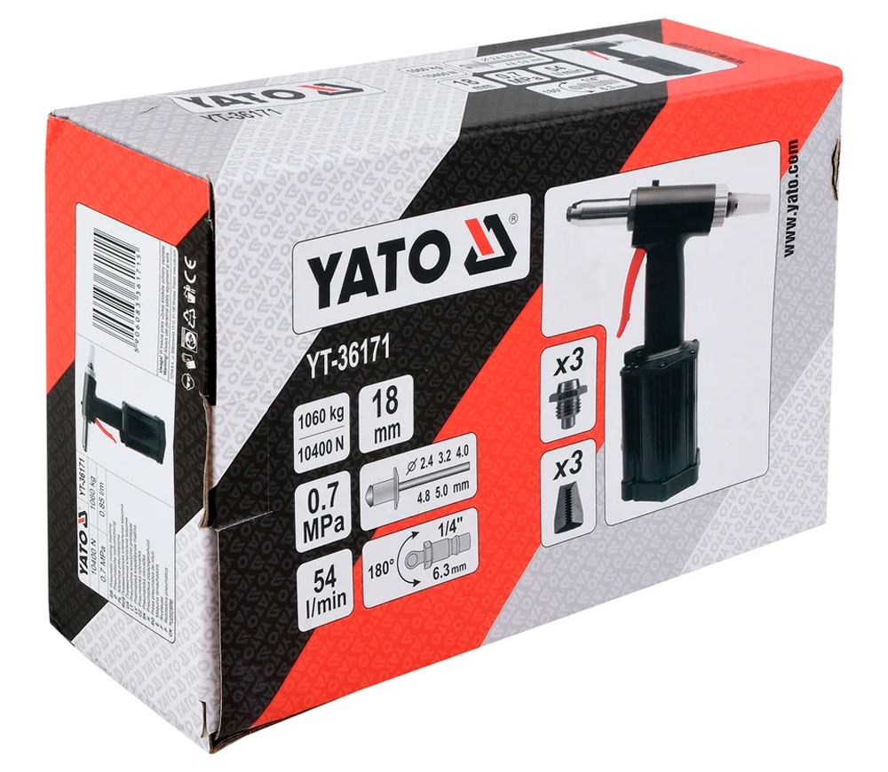 Пневматический заклёпочник YATO YT36171 2.4-5мм 7бар photo 4
