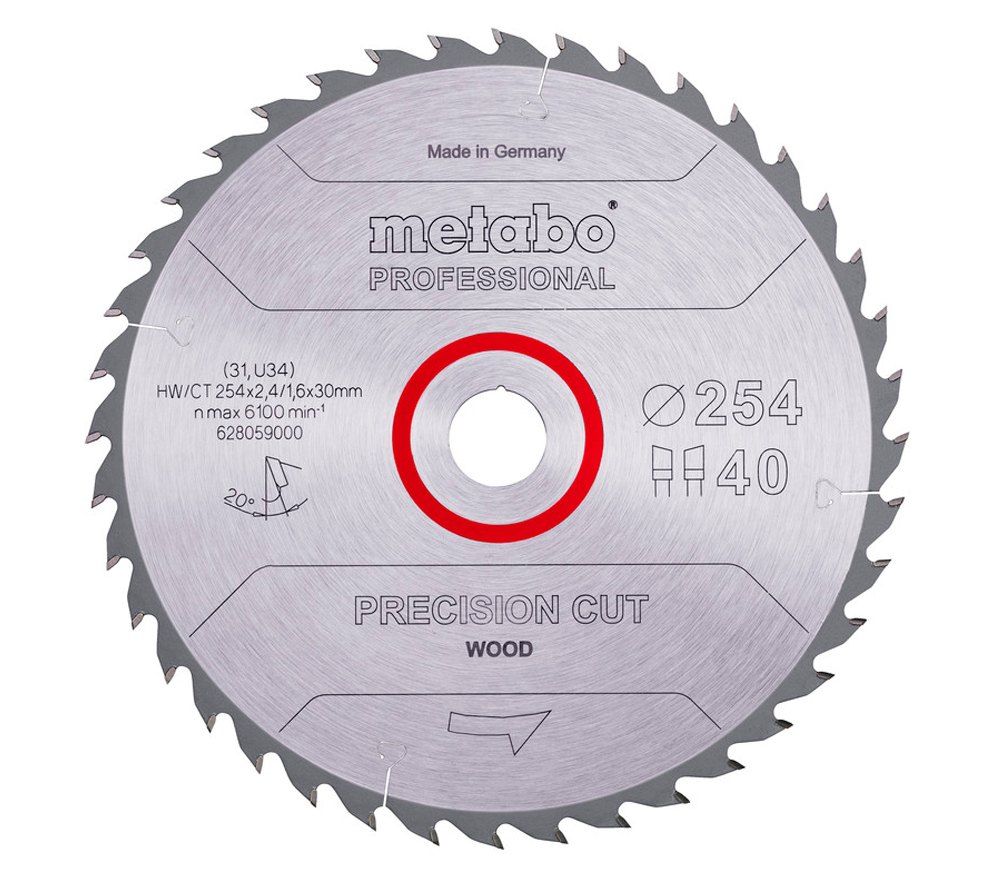 Пильный диск METABO Precision CUT 254x30 Z40 WZ 20 254мм 2.4мм photo