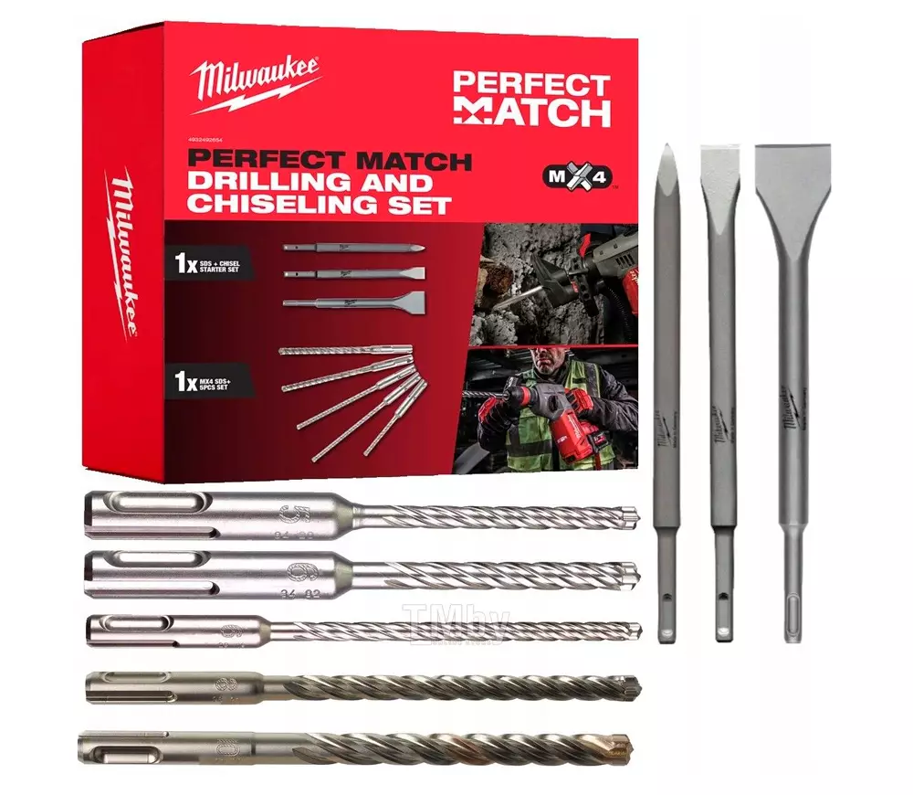 Набор буров по бетону MILWAUKEE SDS Plus Perfect Match MX4 5-18мм x 160-250мм photo