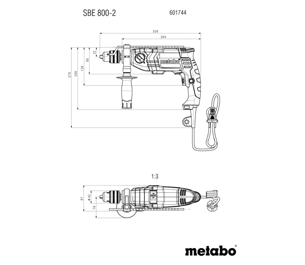 Дрель ударная METABO SBE 800-2 800вт photo 2