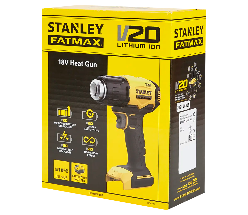 Фен строительный аккум. (без АБК) STANLEY SFMCE530B-XJ  510°C photo 5