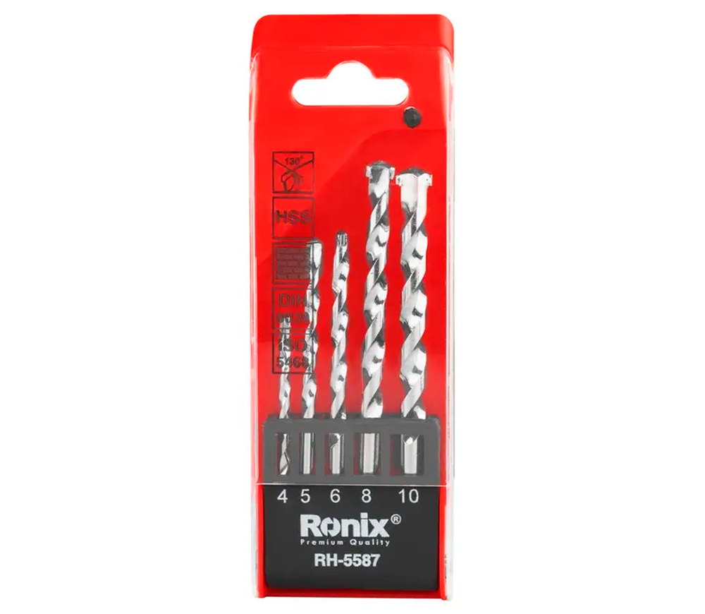 Набор сверл по бетону RONIX RH-5587 4-10мм HSS TG8 photo 0