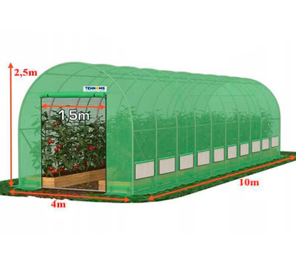 Теплица арочная TEHNO-MS 10x4x2.5 м 40м² Зелёная photo
