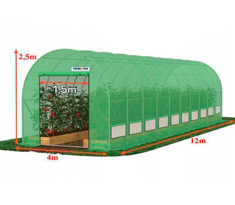 Теплица арочная TEHNO-MS 12x4x2.5 м 48м² Зелёная photo