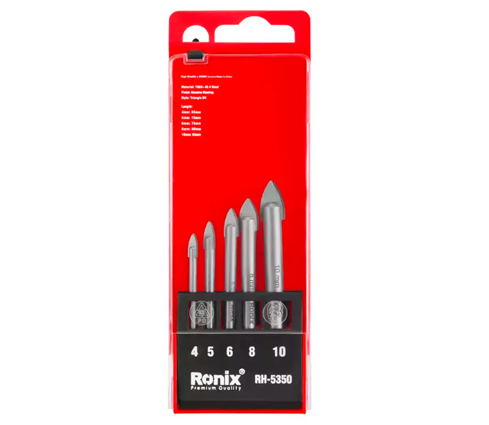 Сверло по стеклу RONIX RH-5350 4-10мм Сталь YG6X+45 photo 0