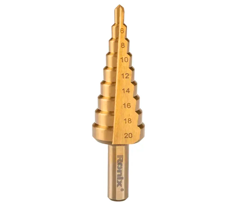 Ступенчатое сверло RONIX RH-5901 4-20мм HSS-TIN photo 0