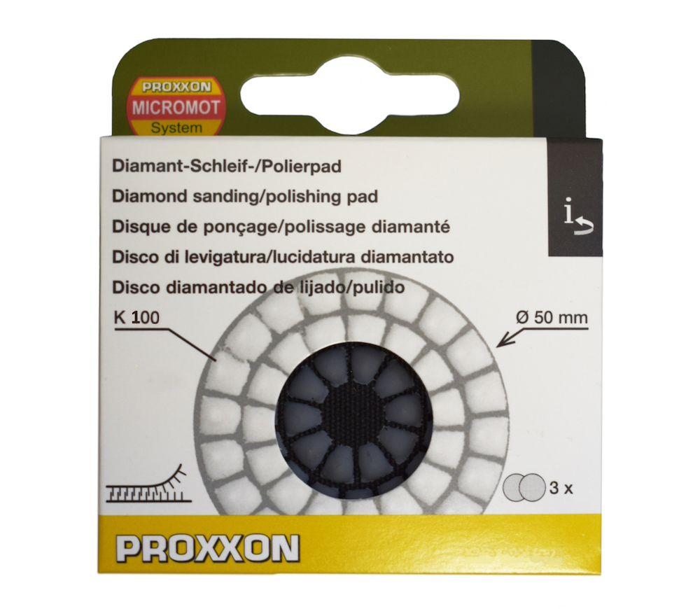 Набор 3 гибких алмазных шлифовальных кругов PROXXON 28657 50мм GR100 photo 1