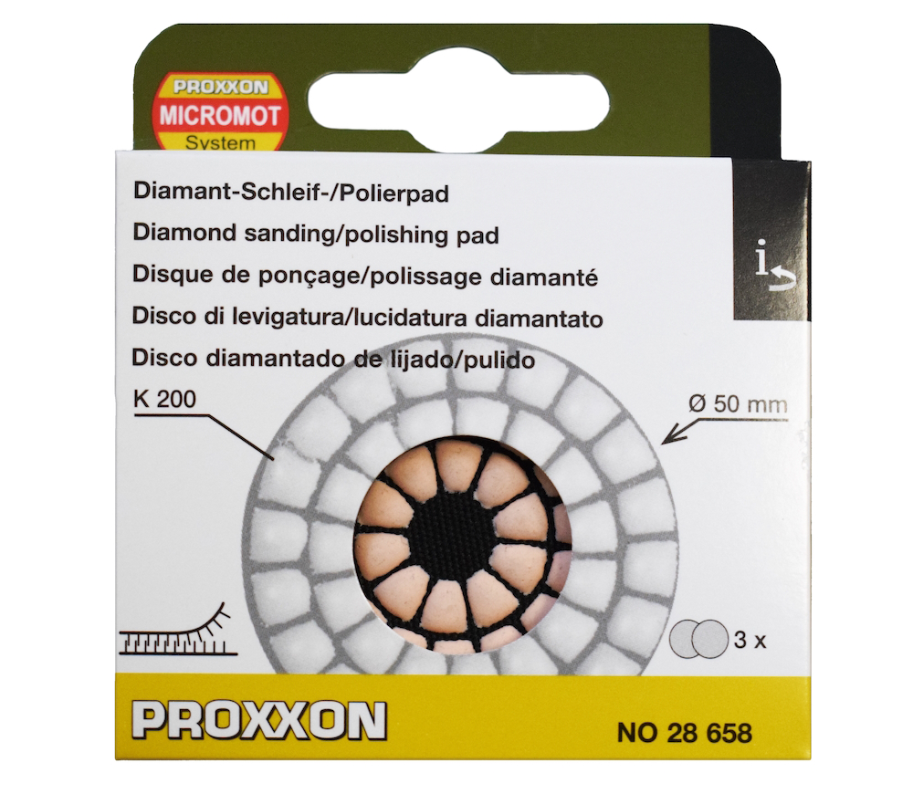 Набор 3 гибких алмазных шлифовальных кругов PROXXON 28658 50мм GR200 photo 1