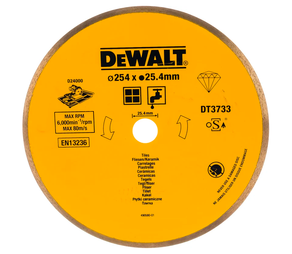Алмазный отрезной диск DEWALT DT3733 254мм Сплошной Керамика photo