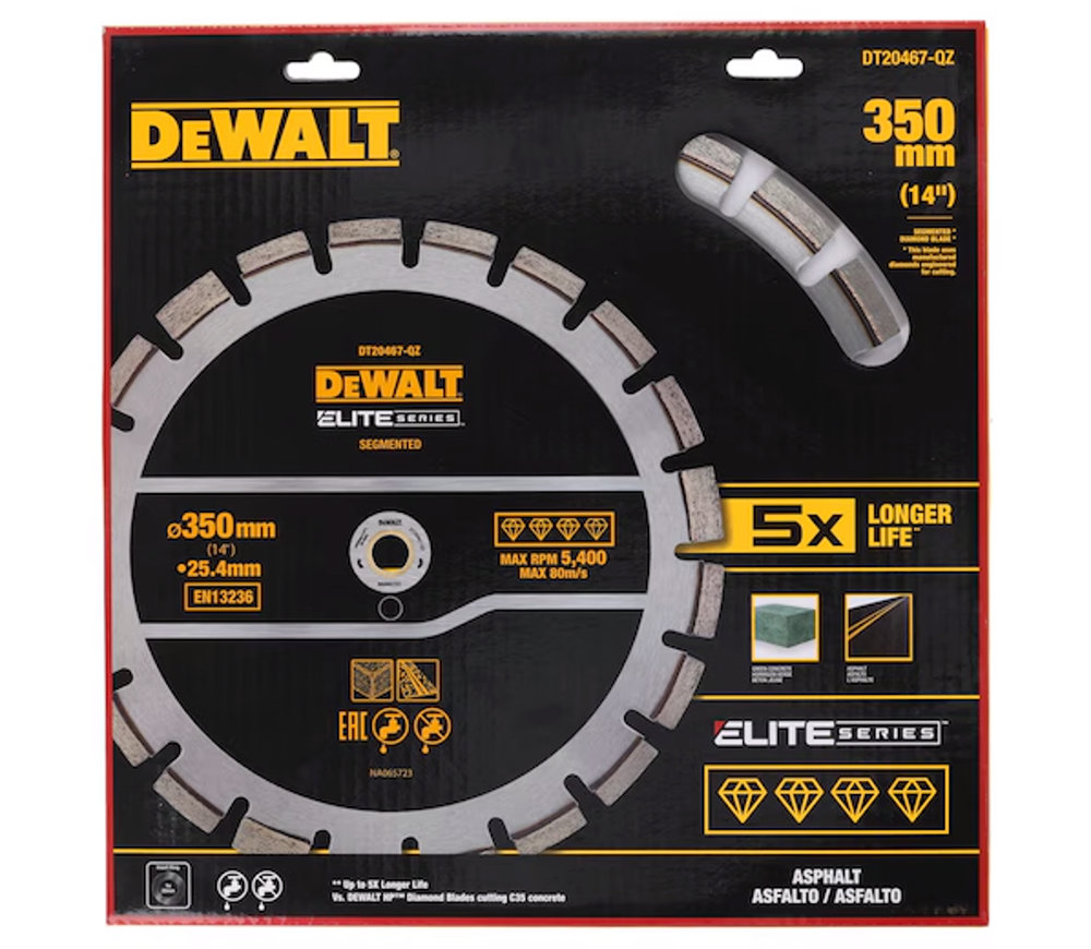 Алмазный отрезной диск DEWALT DT20467 350мм Сегментированный Бетон photo 1