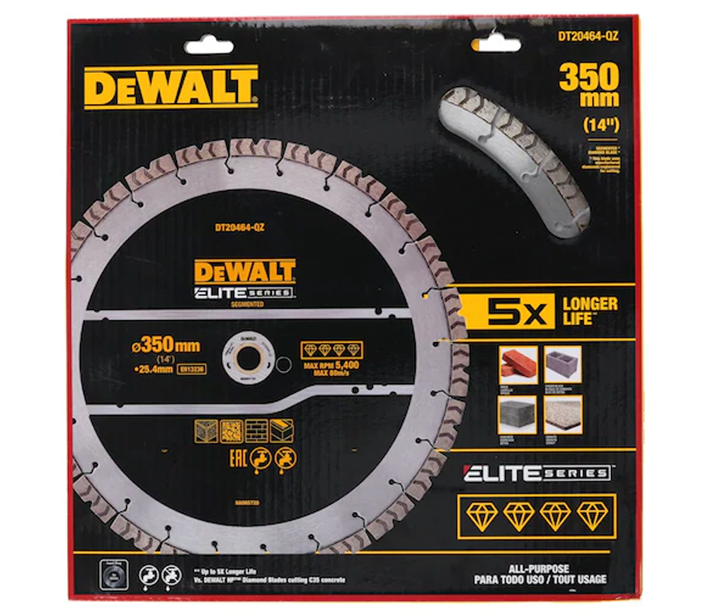 Алмазный отрезной диск DEWALT DT20464 355мм Сегментированный Бетон/Камень/Кирпич photo 0