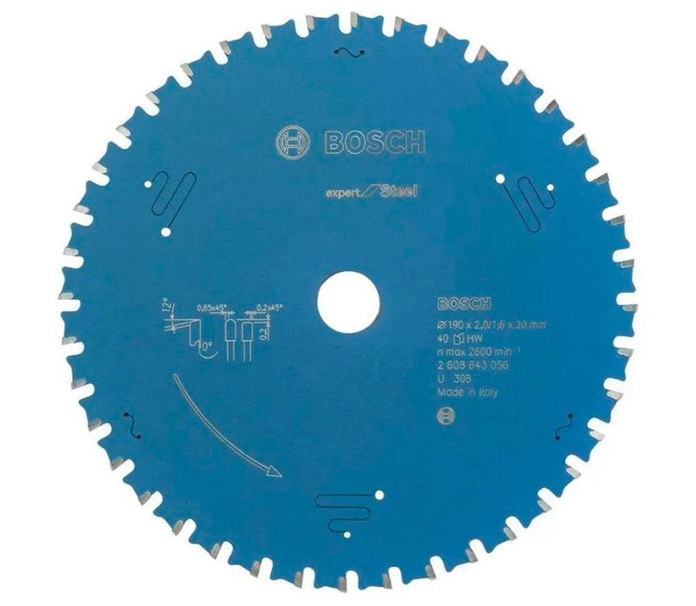 Пильный диск BOSCH Expert for Steel HLTCG-40T 190мм 2мм photo