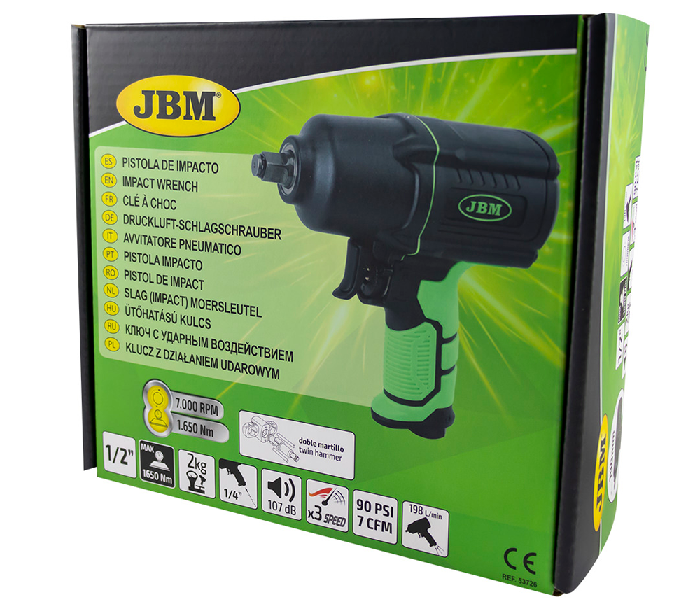 Пневматический ударный гайковерт JBM-53726 1650Нм 7000об/мин photo 7