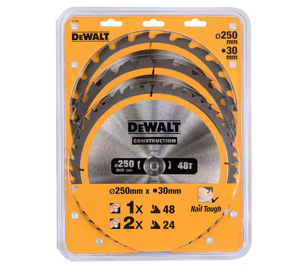 Набор пильных дисков 3 шт. DEWALT DT1963 250мм 1.7мм photo 0