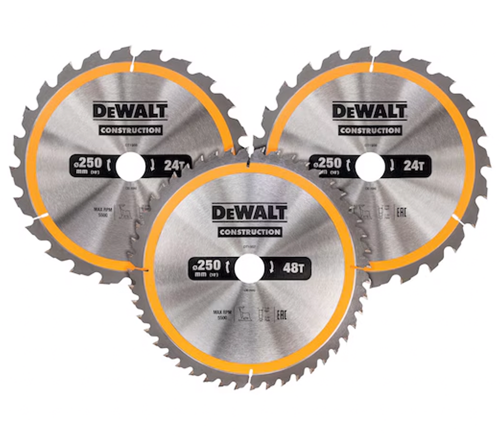 Набор пильных дисков 3 шт. DEWALT DT1963 250мм 1.7мм photo