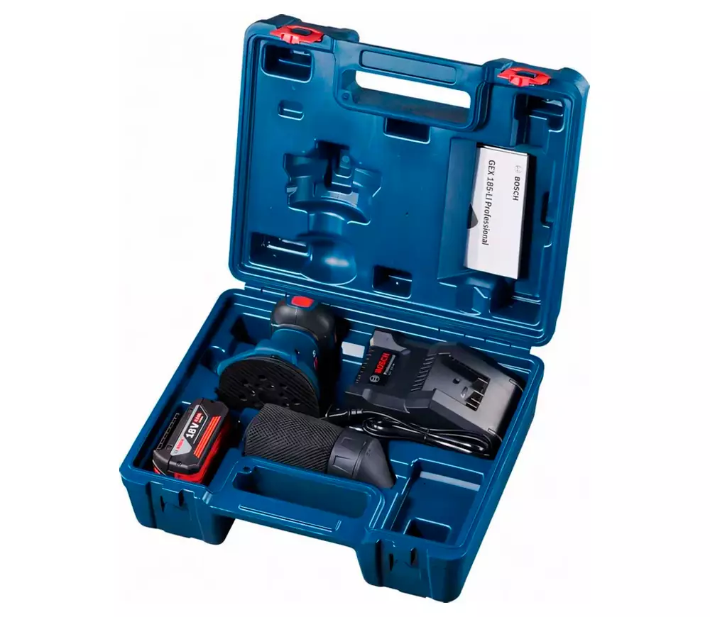 Mașină de șlefuit excentrică fără fir BOSCH GEX 185-LI PROF 125mm 18V 4Ah photo 0