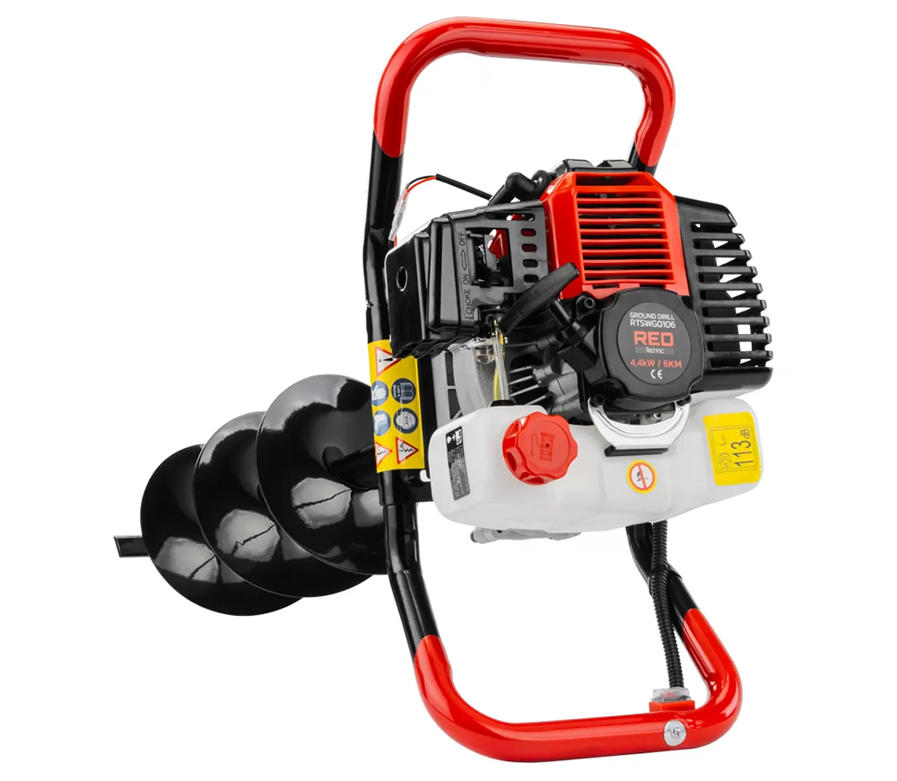 Мотобур бензиновый RED Technic RTSWG0106 100/150/200мм 52см3 photo 0