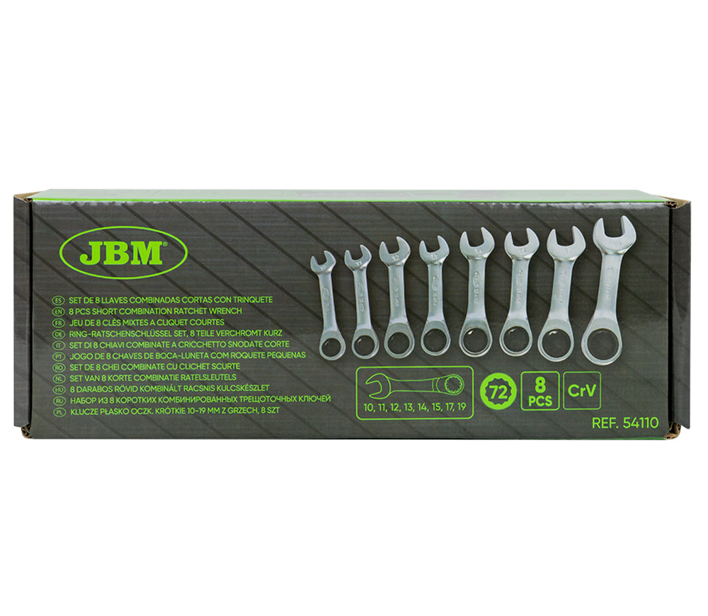 Set de 8 chei combinate cu clichet JBM-54110 10-19mm photo 1