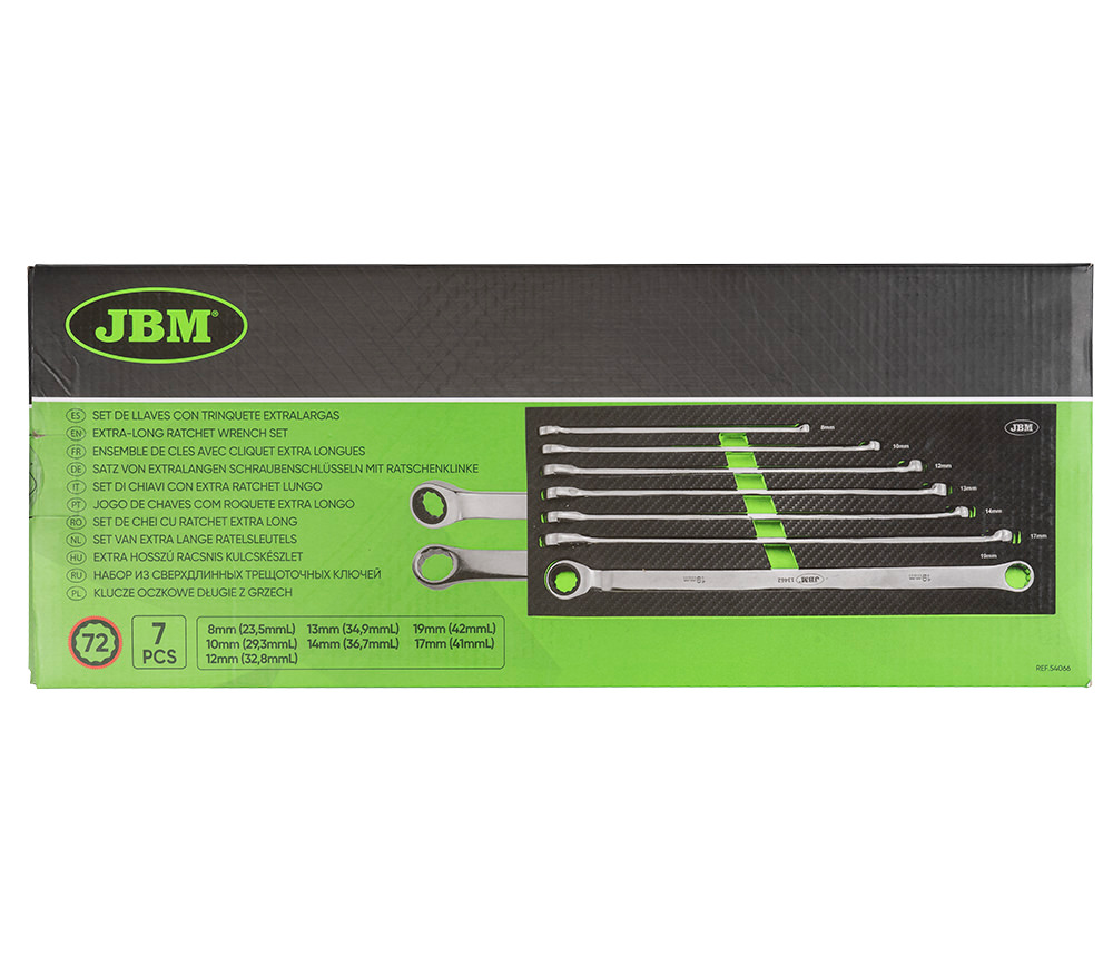 Набор накидных ключей с трещёткой двусторонние 7 шт JBM-54066 8-19мм photo 3