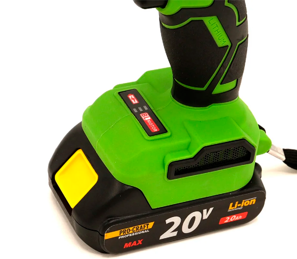 Mașină de înșurubat cu percuție cu acum. ProCraft PA18LiBL 20V 2Ah photo 1
