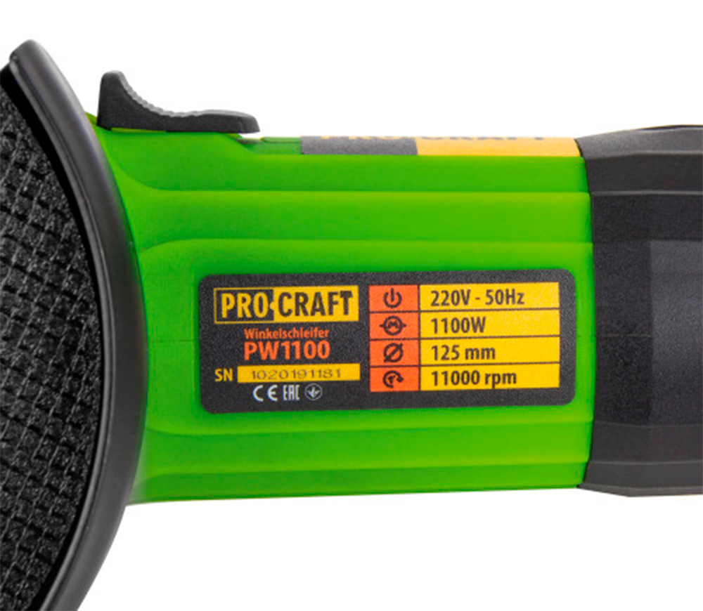 Угловая шлифмашина ProCraft PW1100 1100вт 125мм photo 4