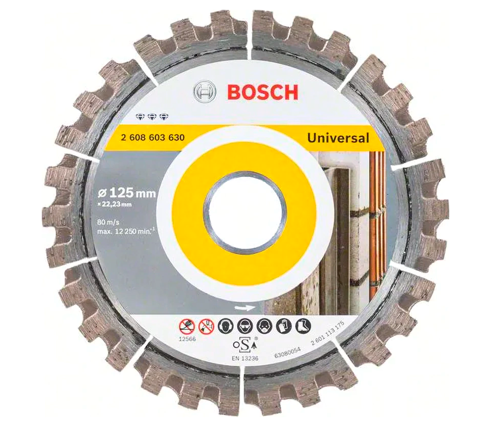 Disc de tăiat cu diamant BOSCH Universal 2608603630 125mm Segmentat Beton/Piatră/Cărămidă photo