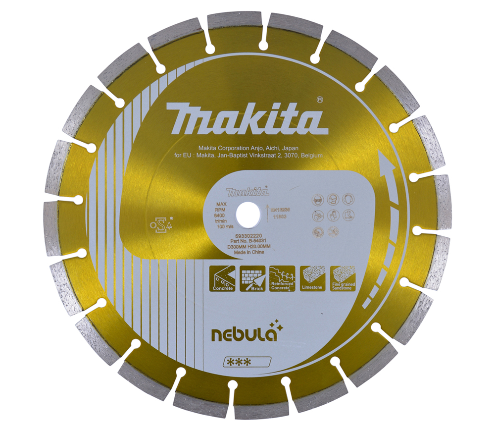 Disc de tăiat cu diamant MAKITA Nebula B-54031 300mm Segmentat Beton photo