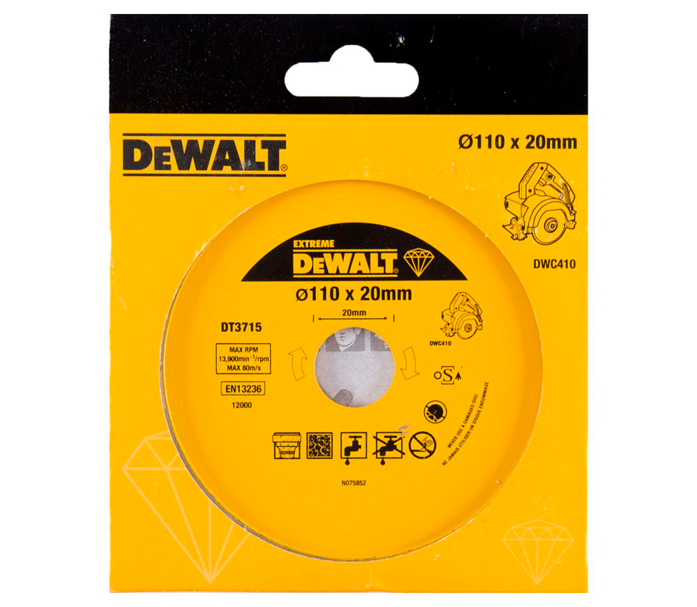 Disc de tăiat cu diamant DEWALT DT3715 110mm Solid Marmura/Granit photo 0