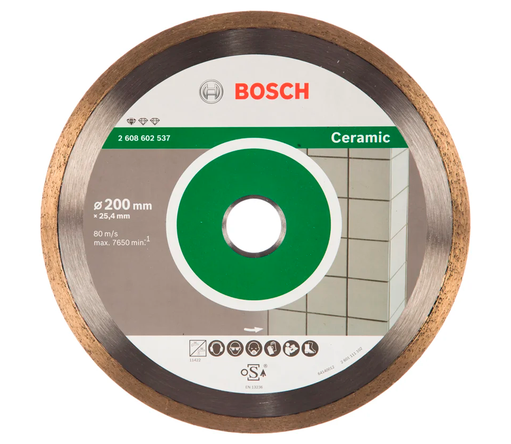 Алмазный отрезной диск BOSCH Professional for Ceramic 2608602537 200мм Сплошной Керамика photo