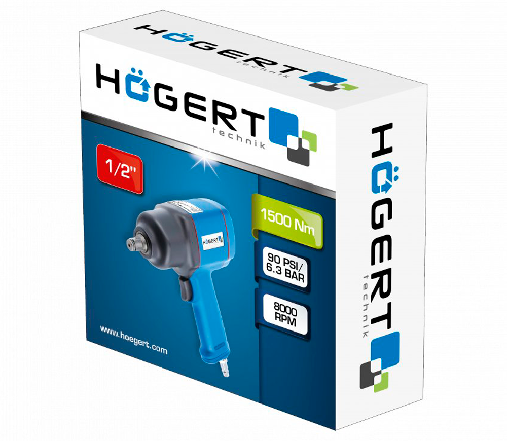 Пневматический ударный гайковерт HOEGERT HT4R623 1500Нм 8000об/мин photo 1