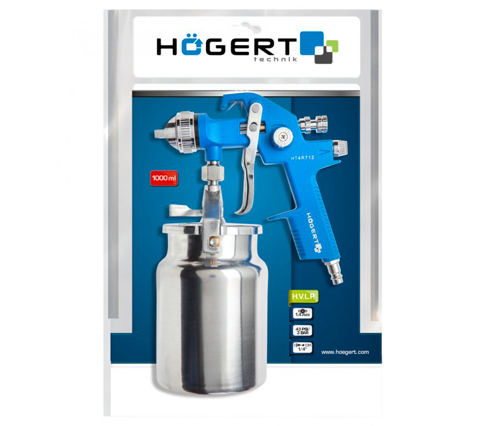 Краскораспылитель пневматический HOEGERT HT4R712 1.4мм 1л 3бар photo 0