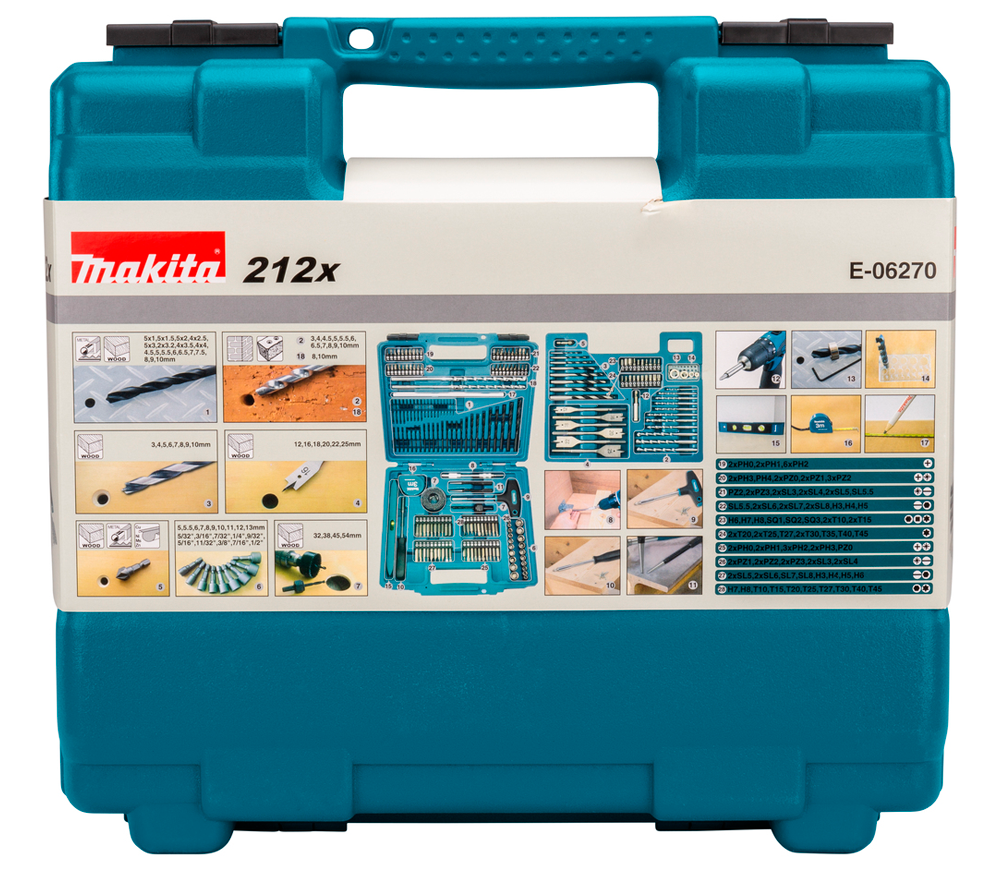 Набор сверл, бит и коронок 212 шт. MAKITA E-06270 3-54мм HSS photo 6