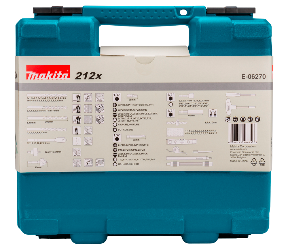 Набор сверл, бит и коронок 212 шт. MAKITA E-06270 3-54мм HSS photo 7