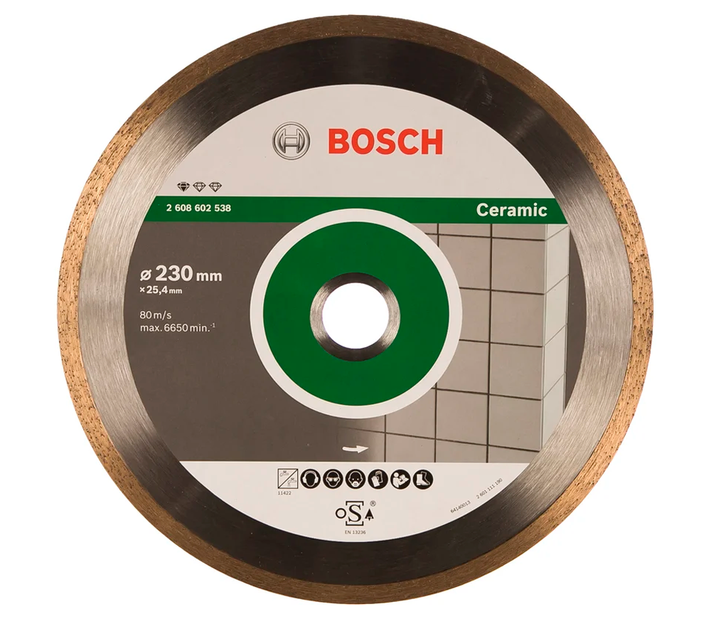 Алмазный отрезной диск BOSCH Professional for Ceramic 230мм Сплошной Керамика photo
